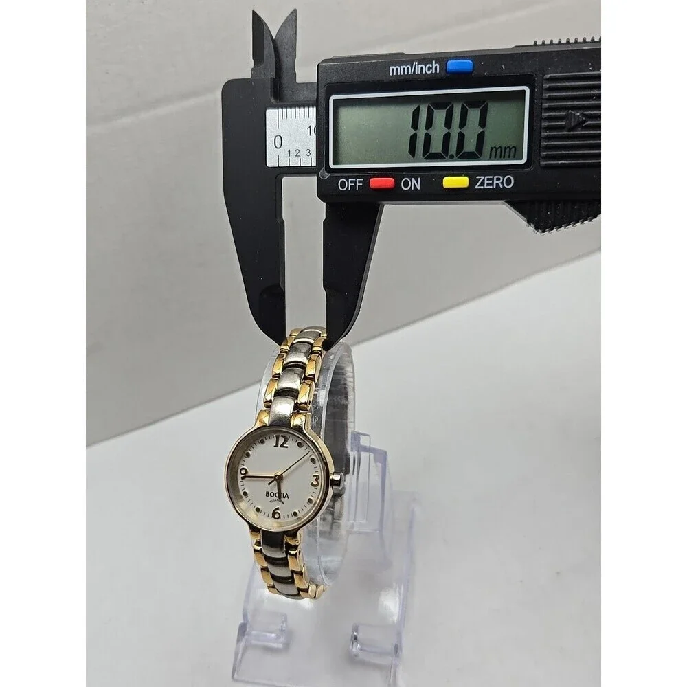 Boccia Titanium Womens Two Tone Watch White Dial Japan Quartz 5 Bar New Battery